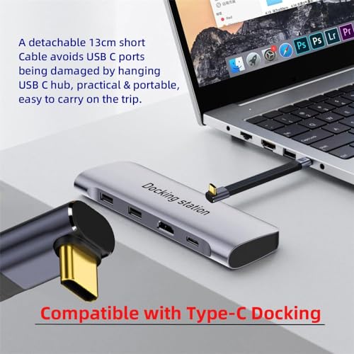 ETZIN 8K Flat Slim FPC Data Cable 240W Type-C USB-C Male to Male Up Angled USB4 40Gbps Cord for Laptop Phone 13cm(270 Degree, 40GBPS/8K) - Image 4