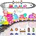 Funwee Steam Track Train Set for Toddlers Magnetic Connection Train Toys wLights Sounds Electric Cartoon Choo Choo Train Toy Train Christmas Birthday Gift for Toddlers 2 3 4 5 Boy Girl Pink - Image 2