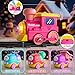Funwee Steam Track Train Set for Toddlers Magnetic Connection Train Toys wLights Sounds Electric Cartoon Choo Choo Train Toy Train Christmas Birthday Gift for Toddlers 2 3 4 5 Boy Girl Pink - Image 4