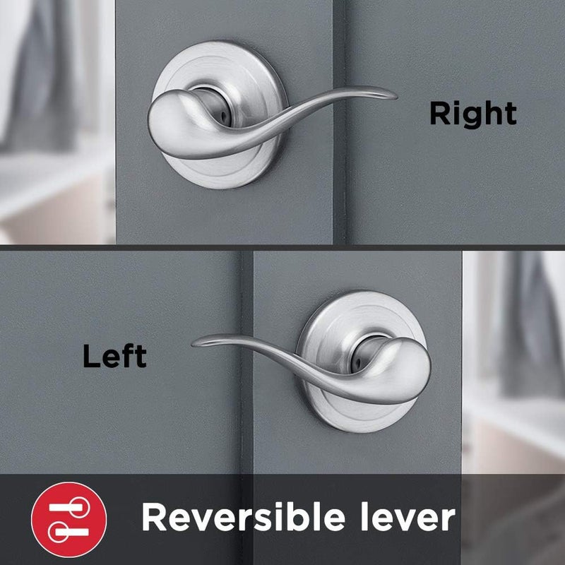 Kwikset Tustin Interior Passage Door Handle Lever For Closet and Hallway Doors Reversible NonLocking Handle Lever Satin Nickel with Microban Protection - Image 3