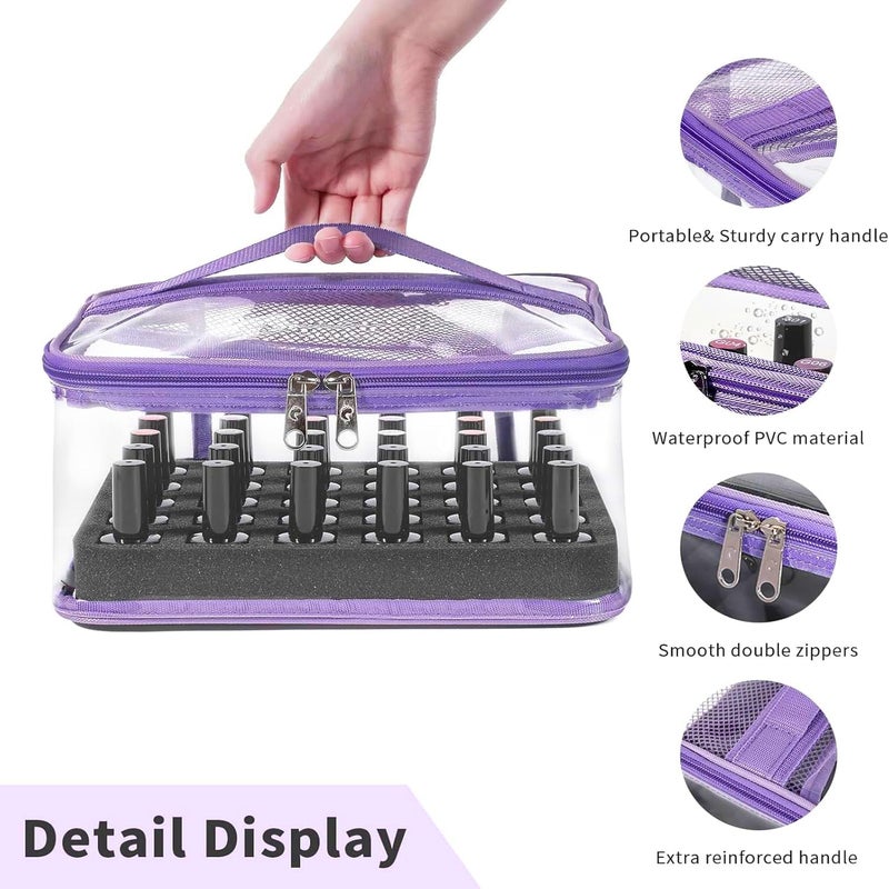 BELOVING Nail Polish Organizer Bag Holds 30 Bottles (15ml/0.5 fl.oz) Portable Supplies Organizer Handbag for Manicure Tools, Portable Nail Supplies Kit Organizer Carrying Case (Purple) - Image 5