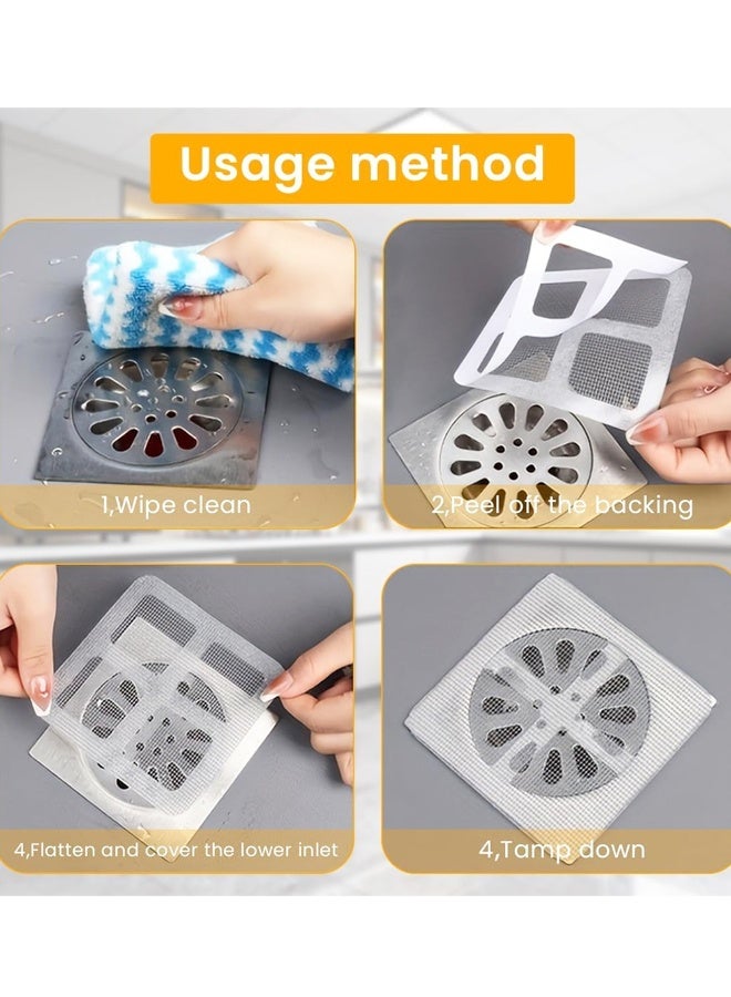 30PCS Square Disposable Shower Drain Hair Catcher Mesh Stickers For Bathroom Kitchen Sink - Image 3