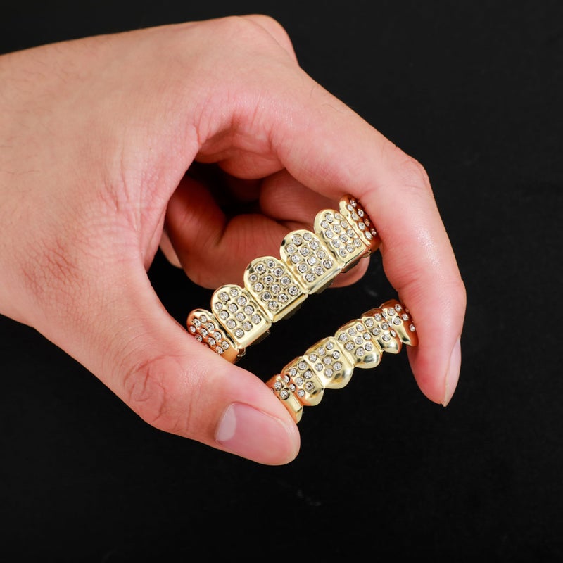 TOPGRILLZ Poker Heart Grills for Your Teeth, Grillz Teeth Men Grillz for Women, 18K Gold Plated Brass with Cubic Zirconiaï¼ŒHip-Hop Cosplay Costume Accessory(Golden 6 Fangs) - Image 3