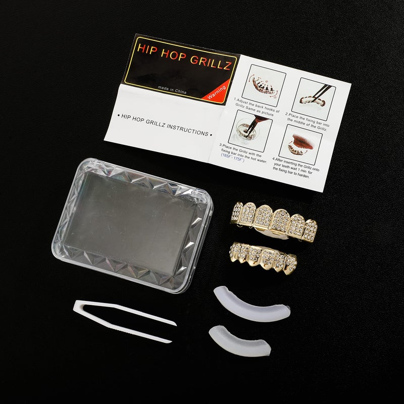 TOPGRILLZ Poker Heart Grills for Your Teeth, Grillz Teeth Men Grillz for Women, 18K Gold Plated Brass with Cubic Zirconiaï¼ŒHip-Hop Cosplay Costume Accessory(Golden 6 Fangs) - Image 4