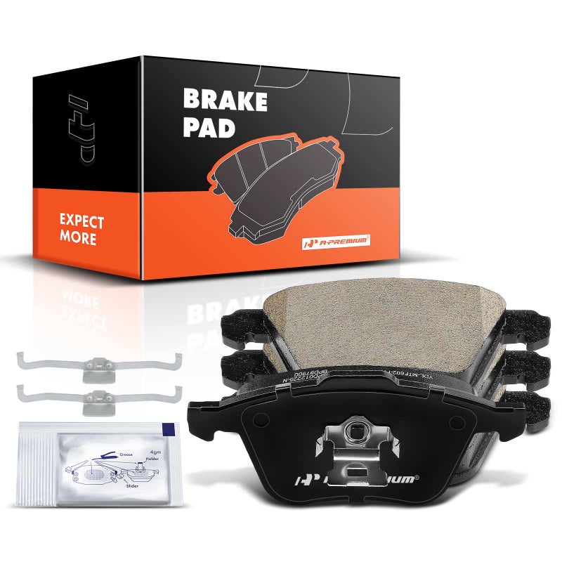 A-Premium APremium Front Ceramic Disc Brake Pads Set Compatible with Select Volvo Models XC90 2003 2004 2005 2006 2007 2008 2009 2010 2011 2012 2013 2014 with Hardware 4 Pcs