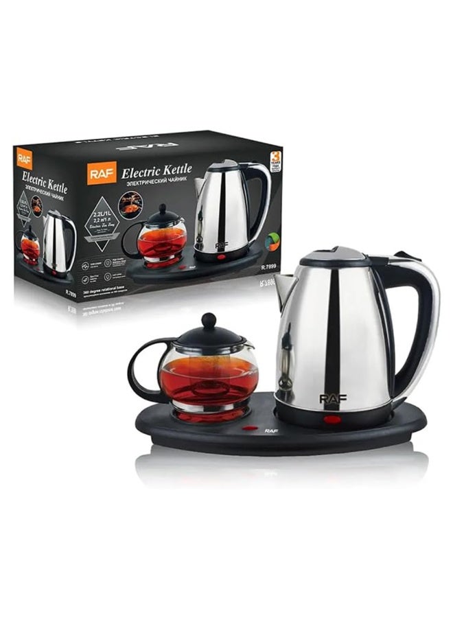 RAF Kettle with Glass Teapot Set 2200-Watt Power Special Steel Kettle with Auto Shut Off Function, 2.2L - Image 2