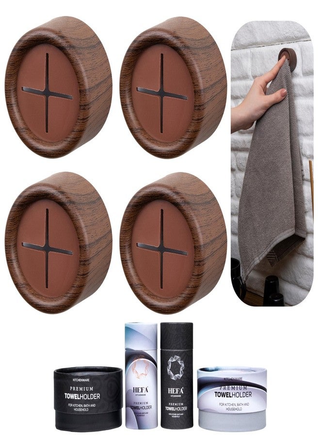 HEFA Towel Holder, Towel Hooks, Dish Towel Holder, Kitchen Organization, Bathroom Accesories, Kitchen Towel Hook, Kitchen Towel Holder, Gift, Kitchen Gadgets 4 Pack (Mahogany) - Image 1