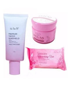 Her Choice Ph Intensive Whitening Soap 120 grams & Cream To Reduce Melasma Freckles and Dark Spots 50 grams & Premium Tinted Sunshield SPF50 - 50gm 