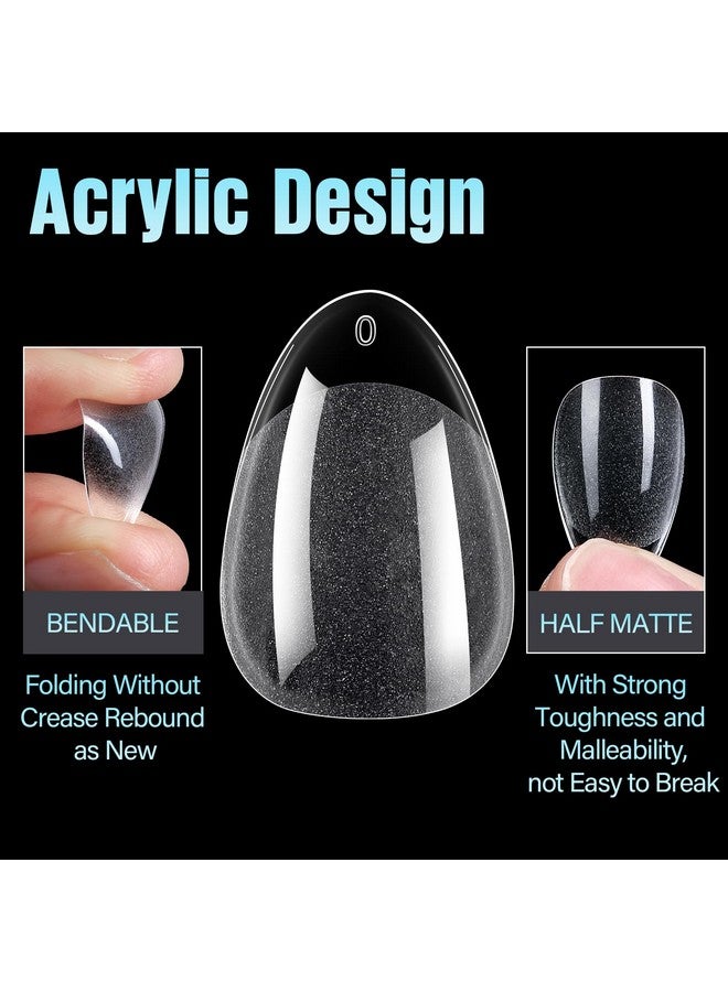 TOMICCA Almond Nail Tips Acrylic False Nails 240Pcs Almond Nails Gel Nail Tips Short Almond Gel x Tips Half Matte Nail Extension Tips Home DIY Nail Salon - Image 2