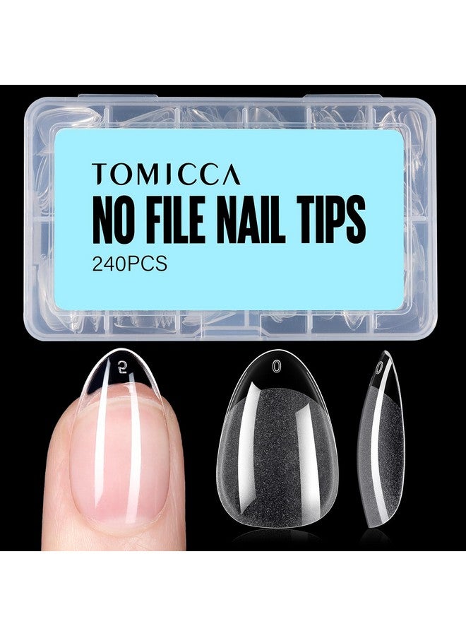 TOMICCA Almond Nail Tips Acrylic False Nails 240Pcs Almond Nails Gel Nail Tips Short Almond Gel x Tips Half Matte Nail Extension Tips Home DIY Nail Salon - Image 1