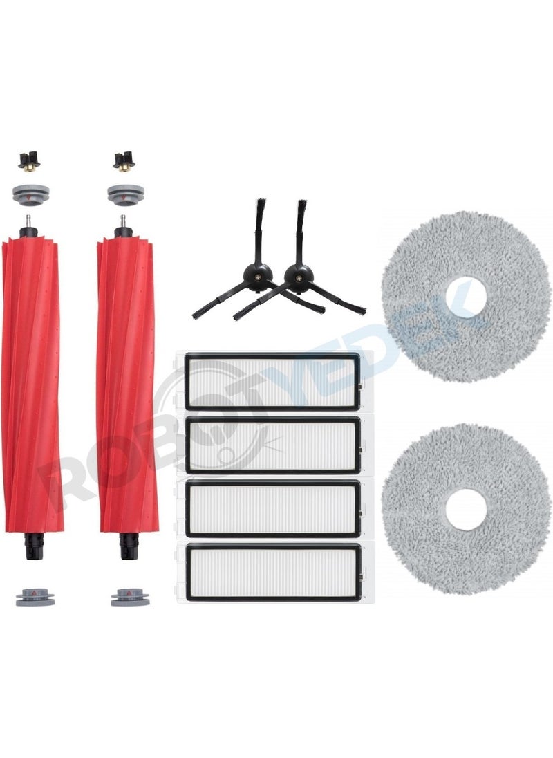 robotspare Roborock Q Revo Black Compatible Brush Hepa Filter Mop Set - 10 Pieces