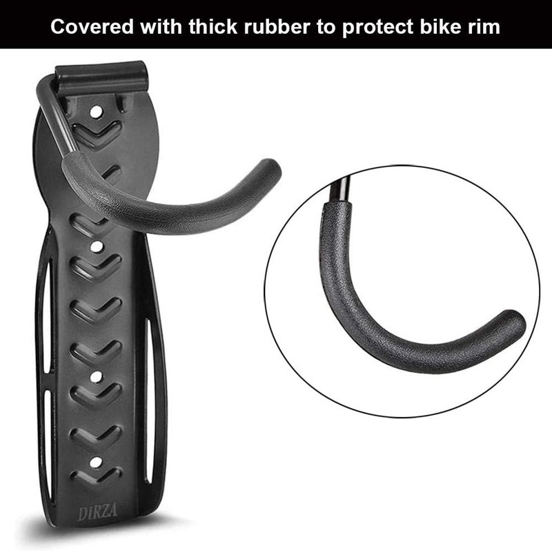 DIRZA Bike Rack Garage Wall Mount Bike Hanger Hooks Storage Bicycle Vertical System for Indoor Shed - Easily Hang/Detach - Holds up to 65 lb with Screws Black - Image 4