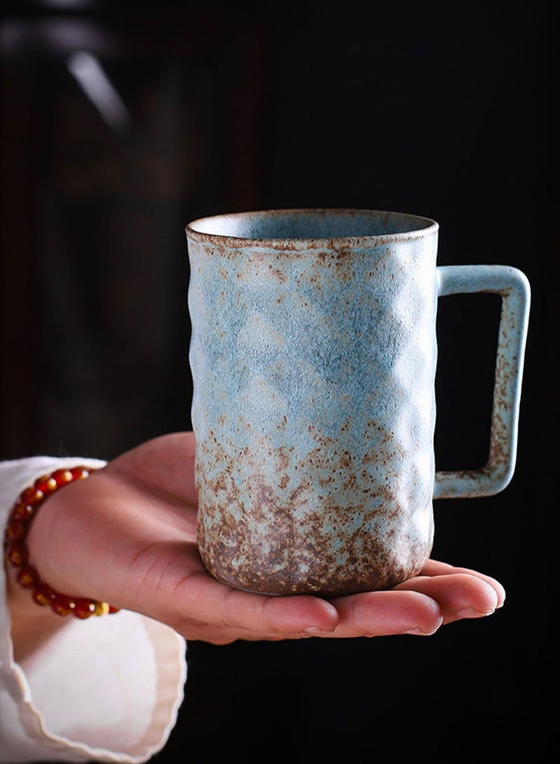 Special-Shaped Mugs, Retro Ceramic Cups, Irregular Cups, Stoneware Water Cups, High-Value Coffee Cups（Diamond Cup 330ml-Kiln Red） - Image 5
