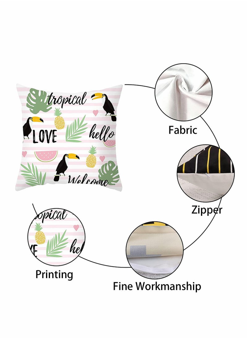 Excefore Cushion Covers Pillow Covers 18''x18'' Set of 4 Pillow Cases with Invisible Zipper Lovely Animal Decorative Pillowcase for Room Couch Sofa Bedroom Flamingo Peach Skin Pillowcase (Flamingo)  - Image 5