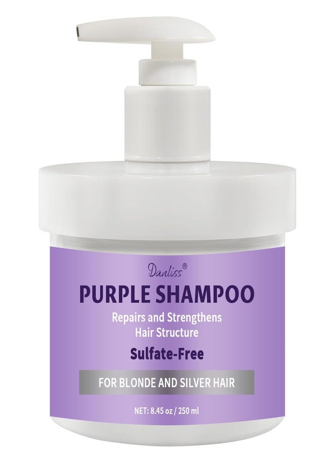 Danliss Purple Shampoo, Sulfate-Free Brass for Blonde, Silver, or Brown Hair Removes Yellow Tones & Conditions. Neutralizes Brassy Tones in Bleached or Highlighted Hair with Salicylic Acid 8.45 oz - Image 1