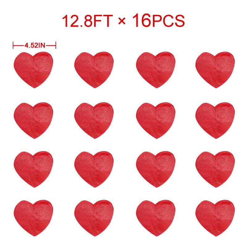 pinkblume 205 Ft Red Party Decorations Red Heart Backdrop Streamer Tissue Paper Love Heart Hanging Garland for Valentines Birthday Anniversary Engagement Wedding Bridal Shower Baby Shower Hen Party Supplies - Image 2