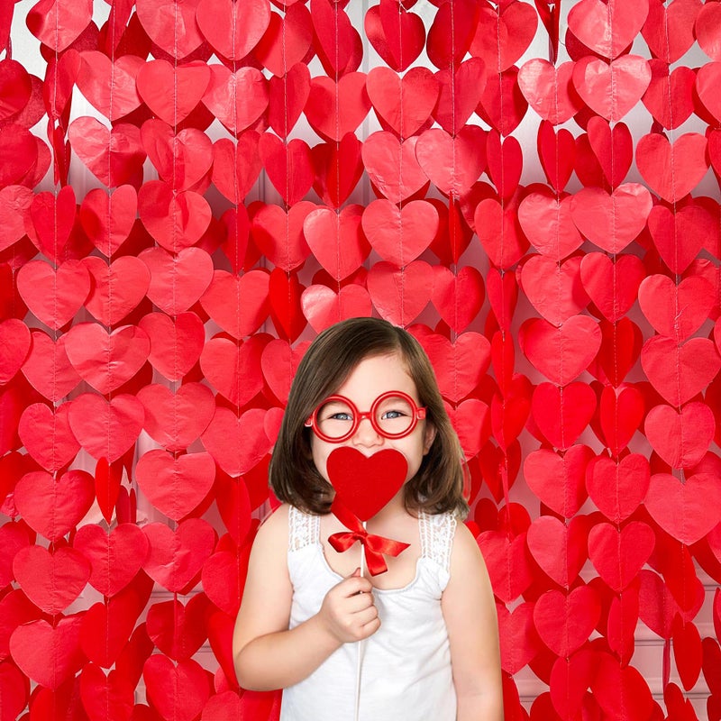 pinkblume 205 Ft Red Party Decorations Red Heart Backdrop Streamer Tissue Paper Love Heart Hanging Garland for Valentines Birthday Anniversary Engagement Wedding Bridal Shower Baby Shower Hen Party Supplies - Image 5