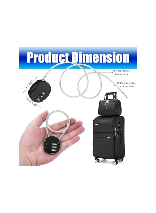 PROMASS PROMASS Wire Rope Lock, 2 Pcs Mini Code Lock, Wire Rope Padlock for Luggage, Jewelry Box, Backpack, Gym Locker (12inc)  - Image 2