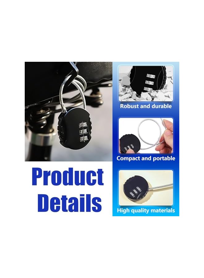 PROMASS PROMASS Wire Rope Lock, 2 Pcs Mini Code Lock, Wire Rope Padlock for Luggage, Jewelry Box, Backpack, Gym Locker (12inc)  - Image 5