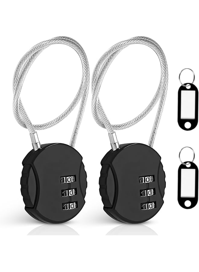 PROMASS PROMASS Wire Rope Lock, 2 Pcs Mini Code Lock, Wire Rope Padlock for Luggage, Jewelry Box, Backpack, Gym Locker (12inc)  - Image 1