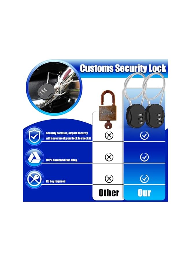 PROMASS PROMASS Wire Rope Lock, 2 Pcs Mini Code Lock, Wire Rope Padlock for Luggage, Jewelry Box, Backpack, Gym Locker (12inc)  - Image 3