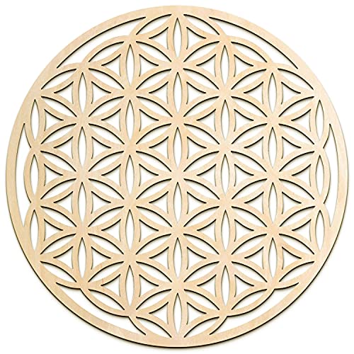 Fourth Level Manufacturing Fourth Level MFG 12” Flower of Life, Sacred Geometry Wood Wall Art, Creation Cycle Symbol, Zen Home Decoration for Yoga and Meditation, Good Energy Spiritual Altar Decor, Chakra Crystal Grid Board - Image 1