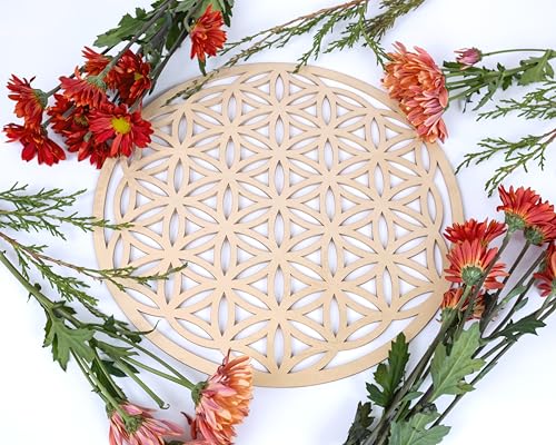 Fourth Level Manufacturing Fourth Level MFG 12” Flower of Life, Sacred Geometry Wood Wall Art, Creation Cycle Symbol, Zen Home Decoration for Yoga and Meditation, Good Energy Spiritual Altar Decor, Chakra Crystal Grid Board - Image 4