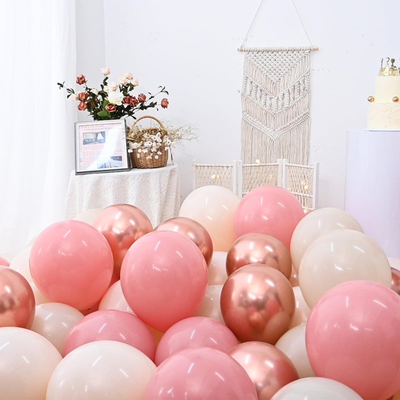 Govpy Blush Pink Balloons, 60 Packs 12 Inch Retro Pink Double Stuffed Nude Beige Balloon, Dusty Pink and Rose Gold Boho Balloons Set for Girls Women Birthday Bridal Baby Shower Weddings Party Decoration - Image 4