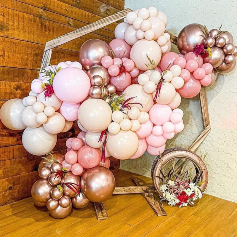 Govpy Blush Pink Balloons, 60 Packs 12 Inch Retro Pink Double Stuffed Nude Beige Balloon, Dusty Pink and Rose Gold Boho Balloons Set for Girls Women Birthday Bridal Baby Shower Weddings Party Decoration - Image 5