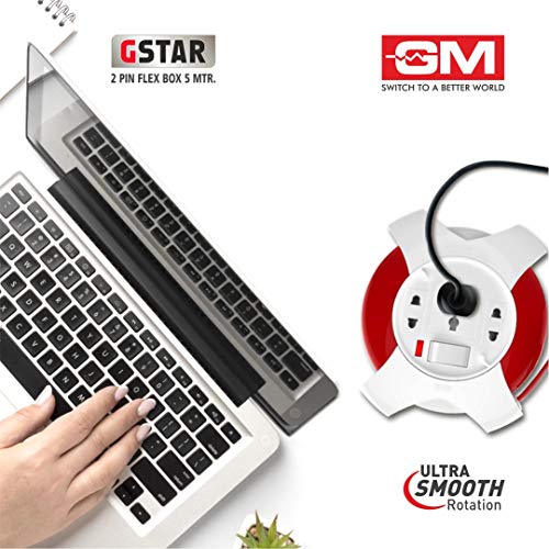 GM G‑Star 3042 – 3‑Socket 2‑Pin Extension Cord (5 m) with LED Indicator, International Sockets & Ultra‑Smooth Rotation - Image 5