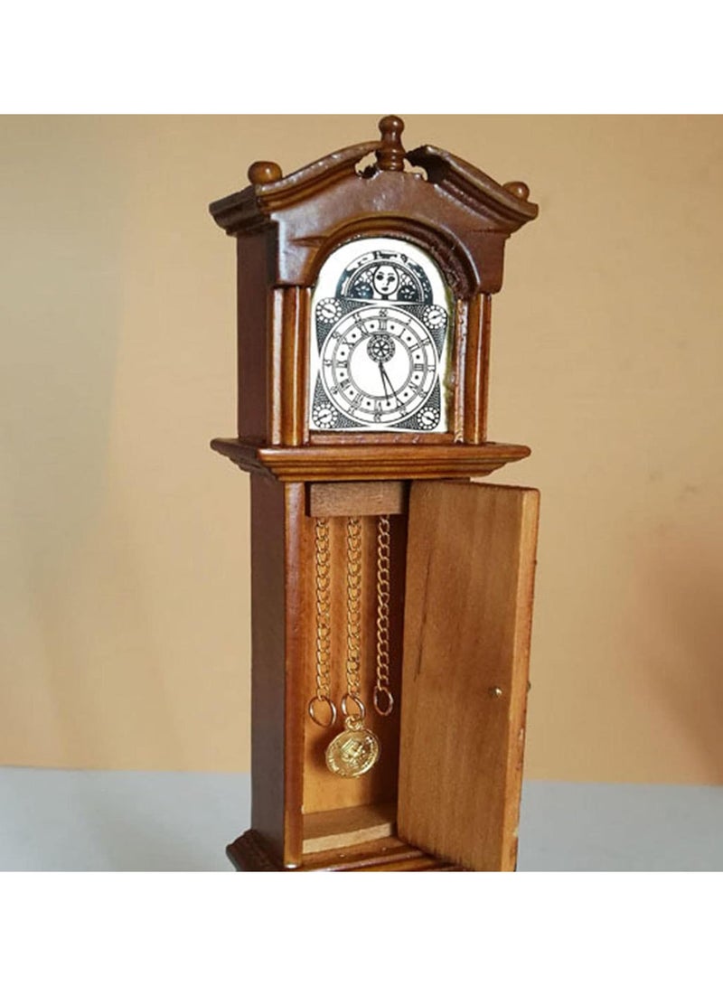 GGOOT Dollhouse Furniture 1/12 Scale Miniature Grandfather Clock Toys for Dolls House Living Room Decor Wooden - Image 2