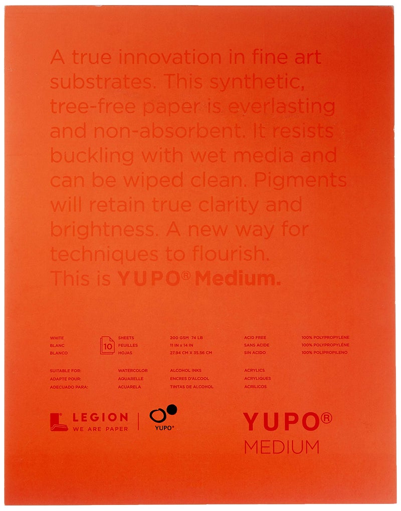 Legion Paper دفتر رسم مائي لاصق من ليجيون بيبر L21YUP197WH1114، خالي من الحمض، مقاوم للماء، بحجم 11" × 14"، بولي بروبيلين، أبيض - Image 1