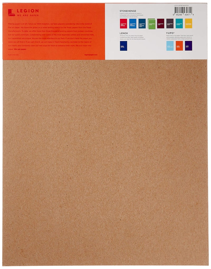 Legion Paper دفتر رسم مائي لاصق من ليجيون بيبر L21YUP197WH1114، خالي من الحمض، مقاوم للماء، بحجم 11" × 14"، بولي بروبيلين، أبيض - Image 2