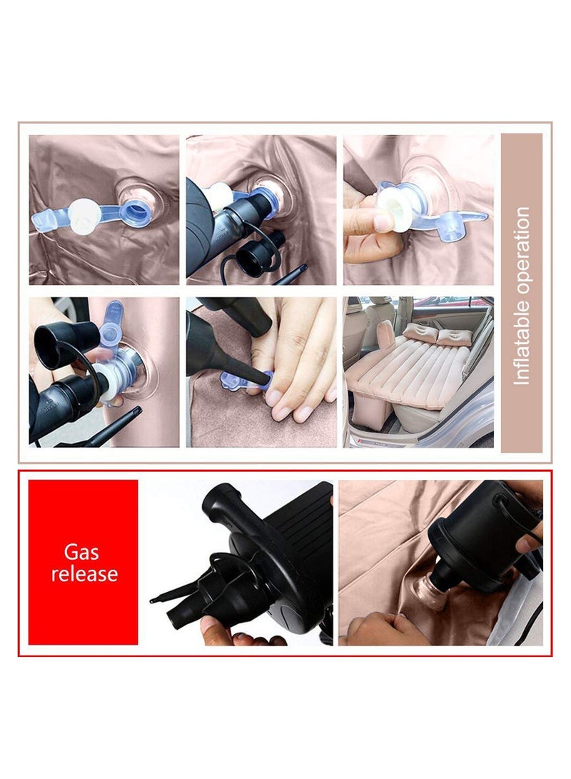 5 Piece Inflatable Car Air Mattress Bed with Back Rear Seat Pump Portable Car Travel Car Camping for Medium and Large Car Universal SUV Air Couch with Two Air Pillows (Beige) - Image 5