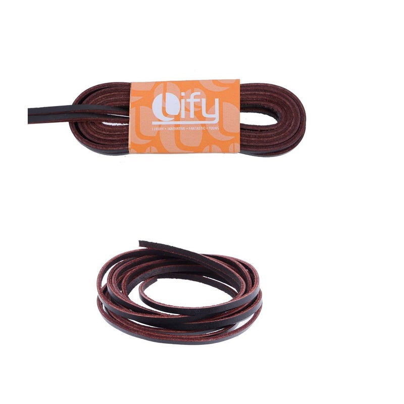 Lify رباط أحذية جلدية بلون بني داكن، متوفر بأطوال 60 سم، 80 سم، 100 سم، 120 سم، 150 سم و180 سم - Image 2