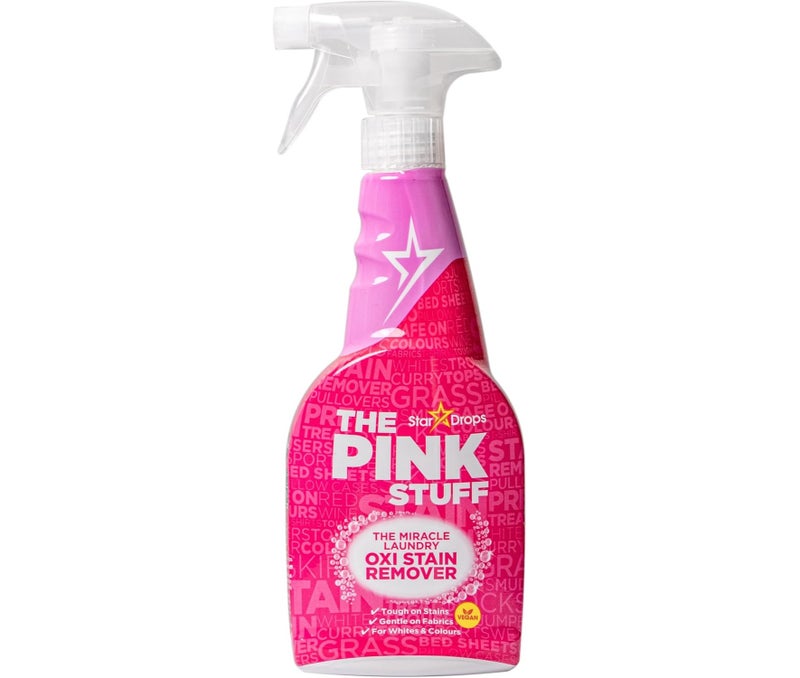 THE PINK STUFF Miracle Laundry Oxi Stain Remover Spray 500ml | Powerful Fabric Stain Cleaner for Whites & Colours | Tough Stain Removal Spray - Image 1