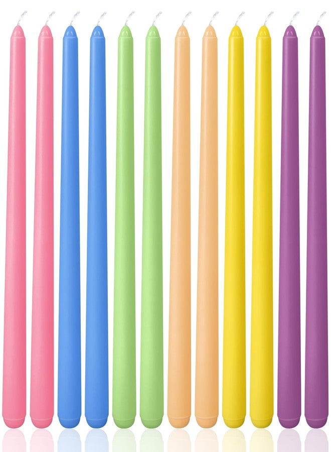 Yiflyer 10 Inch Multi-Color Taper Candles for Religious and Spiritual Settings, 12 Pack Unscented Candlesticks in 6 Colors for Holiday, Seasonal Celebration and Home Decoration - Image 1