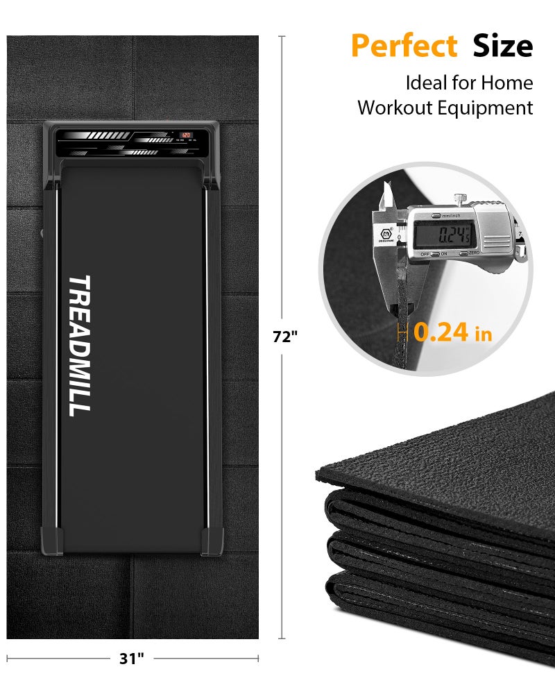 Rellfit Foldable Rubber Treadmill Mat - Exercise Bike Mat with Waterproof Non-Slip Shock Absorption, Exercise Equipment Mat to Protect Floor for Home Gym Workout - Image 2