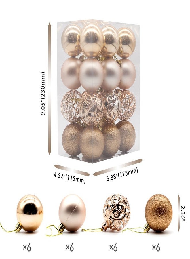 AMS 2.36''/60mm 24ct Christmas Balls Tree Pendants Shatterproof Ornaments Seasonal Decorations for Tree Decor,Holiday,Xmas(Champagne) - Image 2