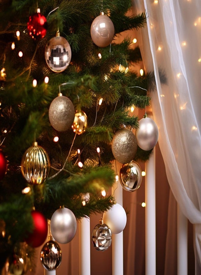 AMS 2.36''/60mm 24ct Christmas Balls Tree Pendants Shatterproof Ornaments Seasonal Decorations for Tree Decor,Holiday,Xmas(Champagne) - Image 4