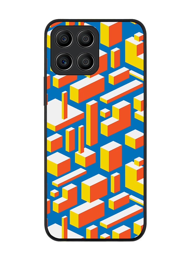 Stylizedd حافظة سوداء متينة لهاتف Honor X8 5G، حافظة رفيعة، حواف مطاطية مرنة، مضادة للسقوط، غلاف TPU جل رقيق - هندسة ثلاثية الأبعاد - Image 1