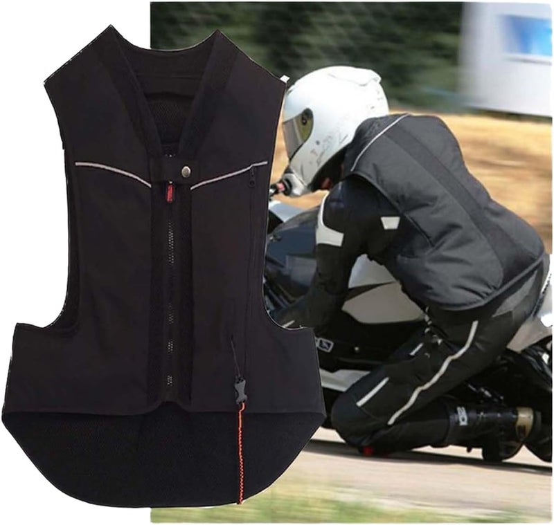 LMLTOP Fluorescent Motorcycle Airbag Vest - Unisex Protective Jacket, Black,  Medium - Image 2
