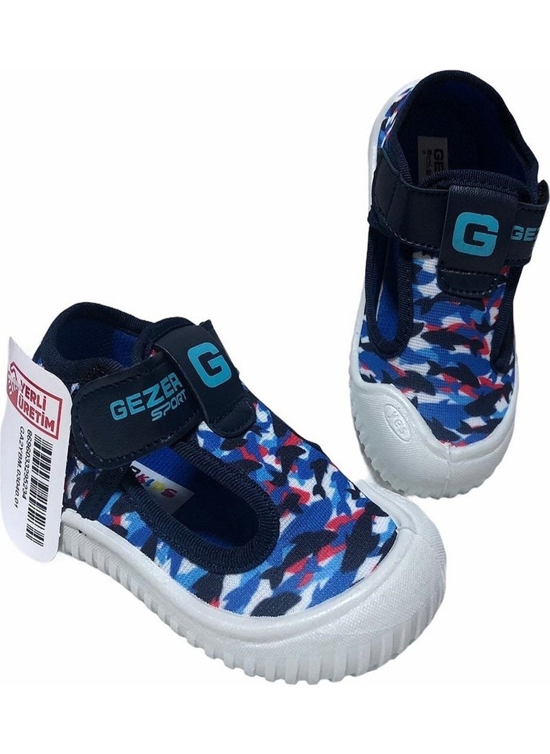 Gezer - A-03040.01 Children's Blue Velcro Summer Slippers - Image 1