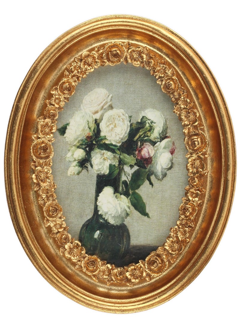 إطار صور ذهبي عتيق - إطار بيضوي ذهبي كلاسيكي مع زجاج - على طراز آرت ديكو للتعليق على الحائط أو وضعها على الطاولة، مقاس ١٠×١٥ سم - Image 1