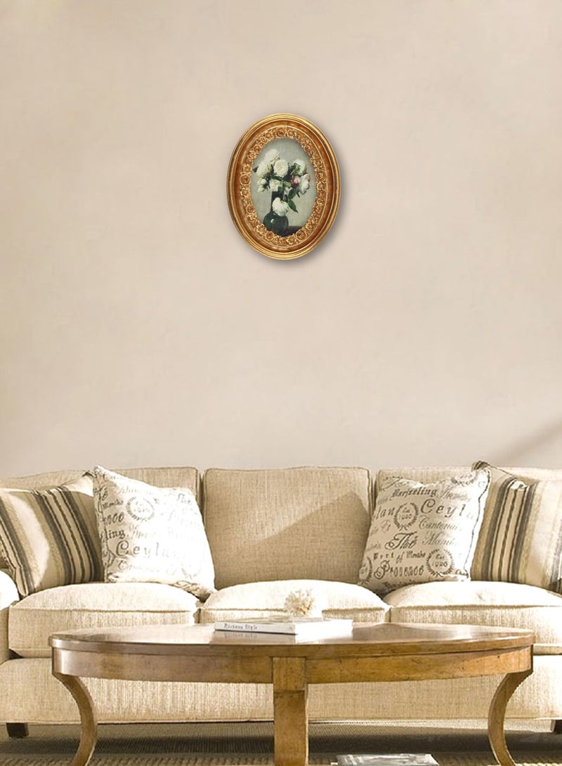 إطار صور ذهبي عتيق - إطار بيضوي ذهبي كلاسيكي مع زجاج - على طراز آرت ديكو للتعليق على الحائط أو وضعها على الطاولة، مقاس ١٠×١٥ سم - Image 5