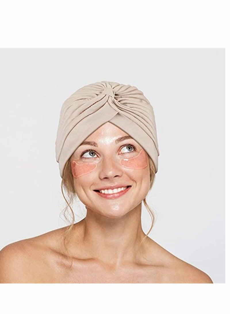 KASTWAVE Turbans for Women, Stretch Slouchy Head Beanie Cover Pre-Tied Knot Twisted Pleated Headwrap Nightcap, Solid Color India Style Muslim Headgear Wraps Head Cap, Assorted Colors, 6 Pcs - Image 4