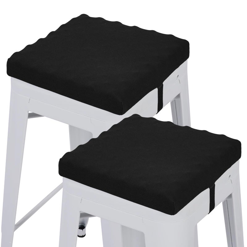 BAIBU baibu 12 Inches Non Slip Stool Cushion Square Set of 2 Soft Bar Stool Cushion with Ties Square Seat Cushion for Stackable Kitchen Stools  2 Cushions Only Black 12 30CM 