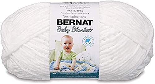 Bernat خيط بطانية بيرنات للأطفال باللون الأبيض - عبوة واحدة 10.5 أونصة/300 جرام - بوليستر - #6 سميك جداً - 220 ياردة - حياكة/كروشيه - Image 1