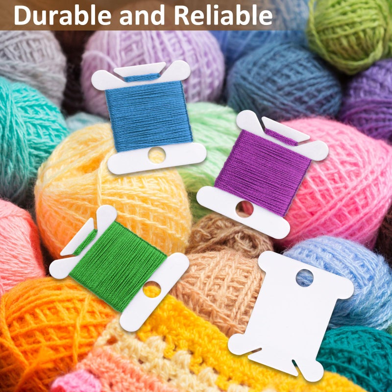 Okxiri 200 PCS Embroidery Floss Bobbins, Plastic Embroidery Floss Organizer, White Sewing Machine Bobbin for Cross Stitch, Thread Holder Sewing Storage for Sewing Thread, Needlework Supplies - Image 5