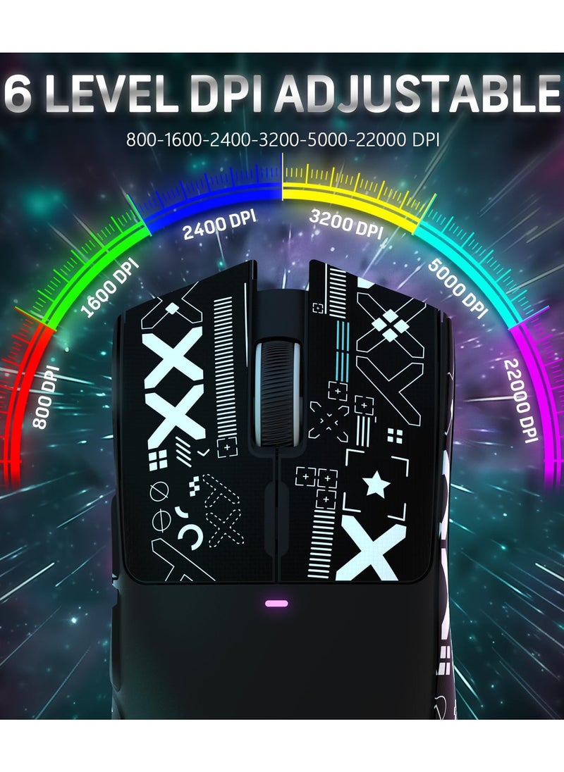 Attack Shark X11 Lightweight Wireless Gaming Mouse with RGB Charging Dock,Tri-Mode-2.4G/USB-C Wired/BT,22K DPI,PAW3311 Optical Sensor,HUYU Switch, 5 programmable Buttons for PC/Mac(Black&Sticker)  - Image 5